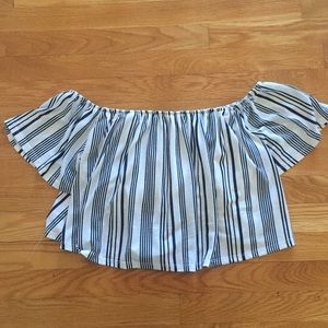 Off the Shoulder Nautical Striped Top